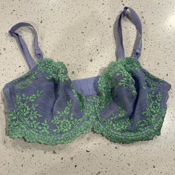 Wacoal Lace Overlay Bra - Blue and Green - Picture 1 of 7
